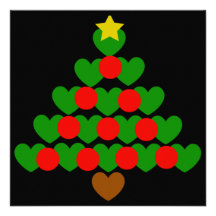 Hearts Christmas Tree Holiday Party Invitations