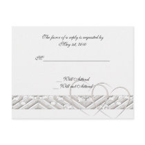 Hearts Entwined with Floral Border in White Silver