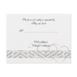 Hearts Entwined with Floral Border in White Silver postcards