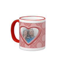 Hearts Hugs & Kisses Customisable Pink Photo Mug