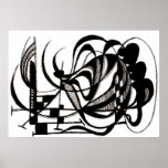 Hearts, Lines & Waves Monochrome Poster posters