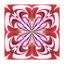 Hearts n Flowers Red Wrapped Canvas Canvas Print