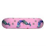 Hearts & Peacocks - Pink & Cyan Delight Skate Board