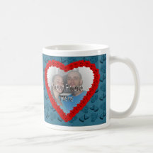 Hearts & Roses Blue Customizable Photo Mug