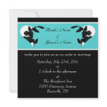 Hearts Turquoise and Black Wedding Invitation