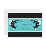 Hearts Turquoise and Black Wedding RSVP Card invitations