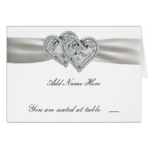Hearts White Wedding Place Cards