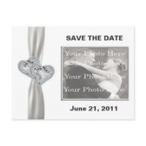 Hearts White Wedding Save The Date Postcard