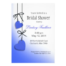 Heartstrings Bridal Shower cobalt Announcements
