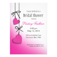 Heartstrings Bridal Shower fuschia Personalized Invitations