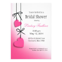 Heartstrings Bridal Shower hot pink Personalised Invites