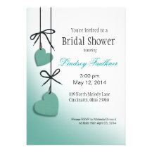 Heartstrings Bridal Shower mint Personalised Invitation