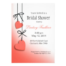 Heartstrings Bridal Shower peach Custom Invitations