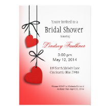 Heartstrings Bridal Shower red Announcements