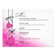 Heartstrings Dinner Menu fuschia Personalized Invite
