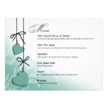 Heartstrings Dinner Menu mint Personalised Invite