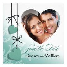 Heartstrings Photo Save the Date mint Personalized Invitations