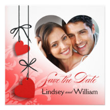 Heartstrings Photo Save the Date red Invites