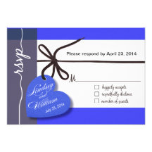 Heartstrings RSVP 1 Response cobalt Personalized Announcements