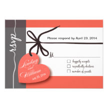 Heartstrings RSVP 1 Response peach Personalized Invitation