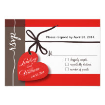 Heartstrings RSVP 1 Response red Personalized Announcements