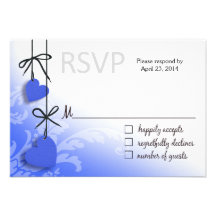 Heartstrings RSVP 2 Response cobalt Custom Invitation