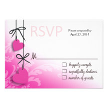 Heartstrings RSVP 2 Response fuschia Personalized Invitations