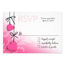 Heartstrings RSVP 2 Response pink Custom Announcement