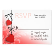 Heartstrings RSVP 2 Response red Custom Announcement