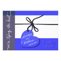 Heartstrings Save the Date cobalt Personalised Announcement