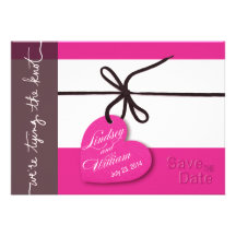 Heartstrings Save the Date fuschia Personalized Invitation