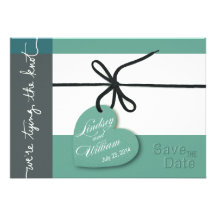 Heartstrings Save the Date mint Personalised Invitations