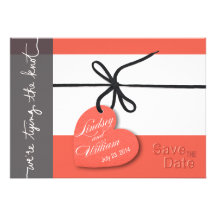 Heartstrings Save the Date peach Custom Announcement