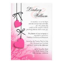 Heartstrings Wedding hot pink Personalised Announcements