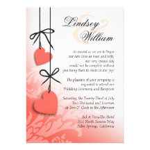 Heartstrings Wedding peach Personalized Invites