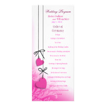 Heartstrings Wedding Program fuschia Personalised Invitations