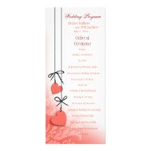 Heartstrings Wedding Program peach Personalized Invites