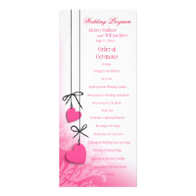 Heartstrings Wedding Program pink Personalised Invitations