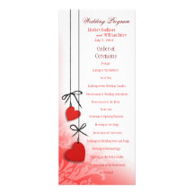Heartstrings Wedding Program red Custom Invites