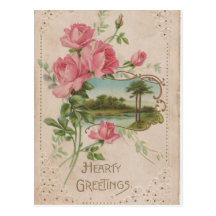 Hearty Greetings Vintage Historical Valentine Post Post Card
