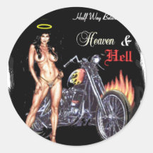 heaven & hell round sticker