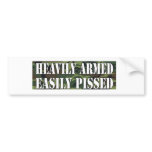 'HEAVILY ARMED EASILY PISSED' PRO GUN RIGHTS BUMPER STICKERS