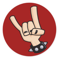 Heavy metal hand sign round sticker