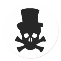 Heavy Metal Skull with Top hat Stickers