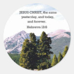 Hebrews 13:8 round sticker