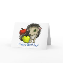 Hedgehog and apples greeting cards
