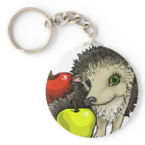 Hedgehog and apples keychain