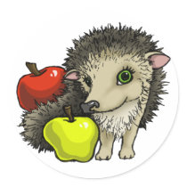 Hedgehog and apples stickers