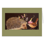 hedgehog and carolina wren card