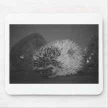 Hedgehog Baby with Easter Egg in Black and White Mouse Pads